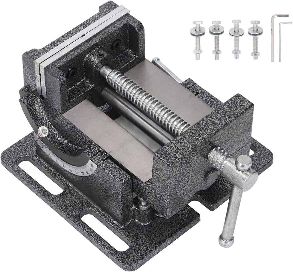 4 Inch Bench Vise,90 Degree Tilting Angle Vice Crossed V Groove Removable Jaw Adjustable Table Vise Clamp