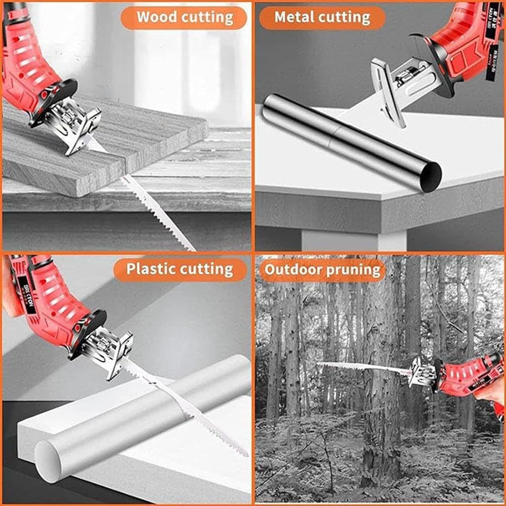 Portable Bone Cutting Machine, Home Lightweight Electric Bone And Meat Saw, Electric Butchers for Commercial Home, Battery Powered & Lock Switch, for Meat Pork Fish Ribs, with 4 Saw Blades
