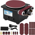 MXBAOHENG Mini Disc Sander 6-Inch, Multifunctional Belt Sander 1.2-Inch by 15-Inch, for Wood Crafts Metal Stone Grinding, Small Spindle Sander Machine for Curve Grinding (Model B)