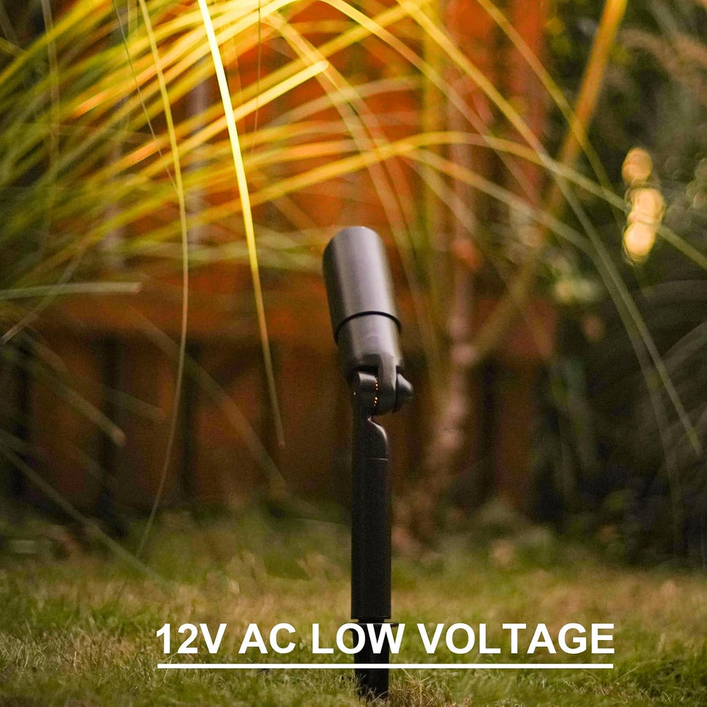 GOODSMANN 8PK Low Voltage Landscape Lighting Kits 8PK Floodlight & Spotlight 3W LED 200 Lumen Replaceable Bulbs 3000K Warm White 12V AC Tree Lights Garden Up Light Hardwired Lighting Cable Connectors