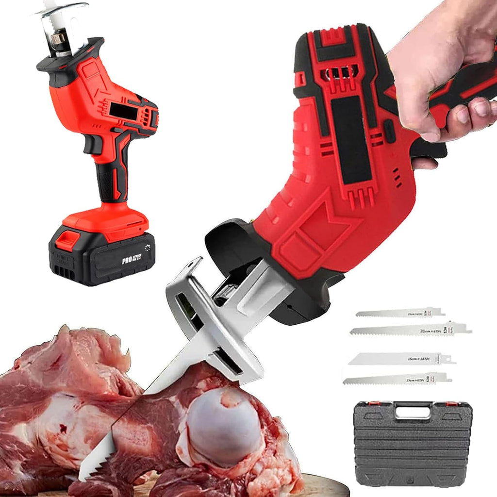 Cordless Electric Bone Saw, Electric Butchers Saw, Multifunctional Meat Bone Saw Reciprocating Saw with Saw Blade for Cutting Metal Wood Plastic Bones,B