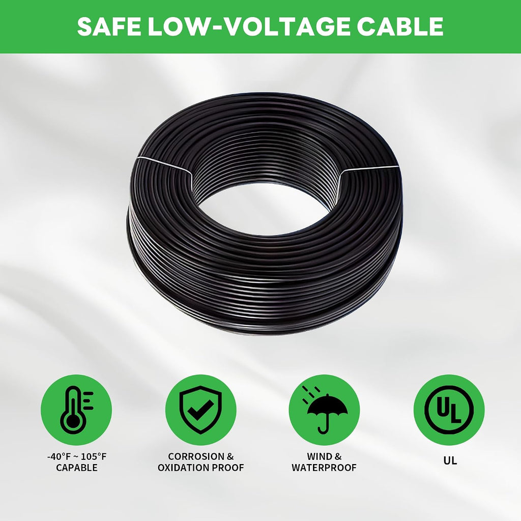 Low Voltage Landscape Spotlights Kit, 4 Pack Black Outdoor12V LED Lights and 100W Transformer and 100FT Cable and 20 Wire Connectors, Waterproof Aluminum Uplighting for Tree House Garden
