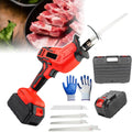 Rechargeable Reciprocating Saw, Electric Bone Cutting Machine, Wood, Metal, Plastic, Branch Cutting Saws, Rubberized Handle, with 4 Saw Blades and 12 Pairs of Gloves