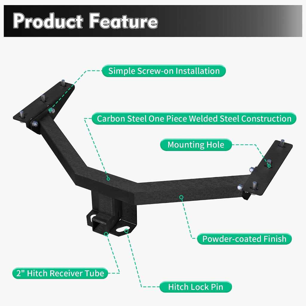2-Inch Class 3 Trailer Hitch Compatible for Honda Pilot 2016-2022 Acura MDX 2014-2020, Rust-Proof Matte Black Powder Coated, High Towing Capacity Hitch Receiver for Cargo Carrier & Ball Mount