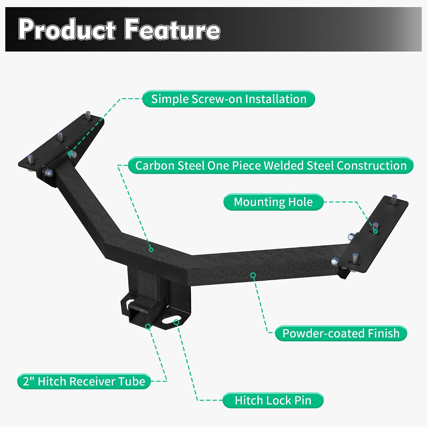 2-Inch Class 3 Trailer Hitch Compatible for Honda Pilot 2016-2022 Acura MDX 2014-2020, Rust-Proof Matte Black Powder Coated, High Towing Capacity Hitch Receiver for Cargo Carrier & Ball Mount