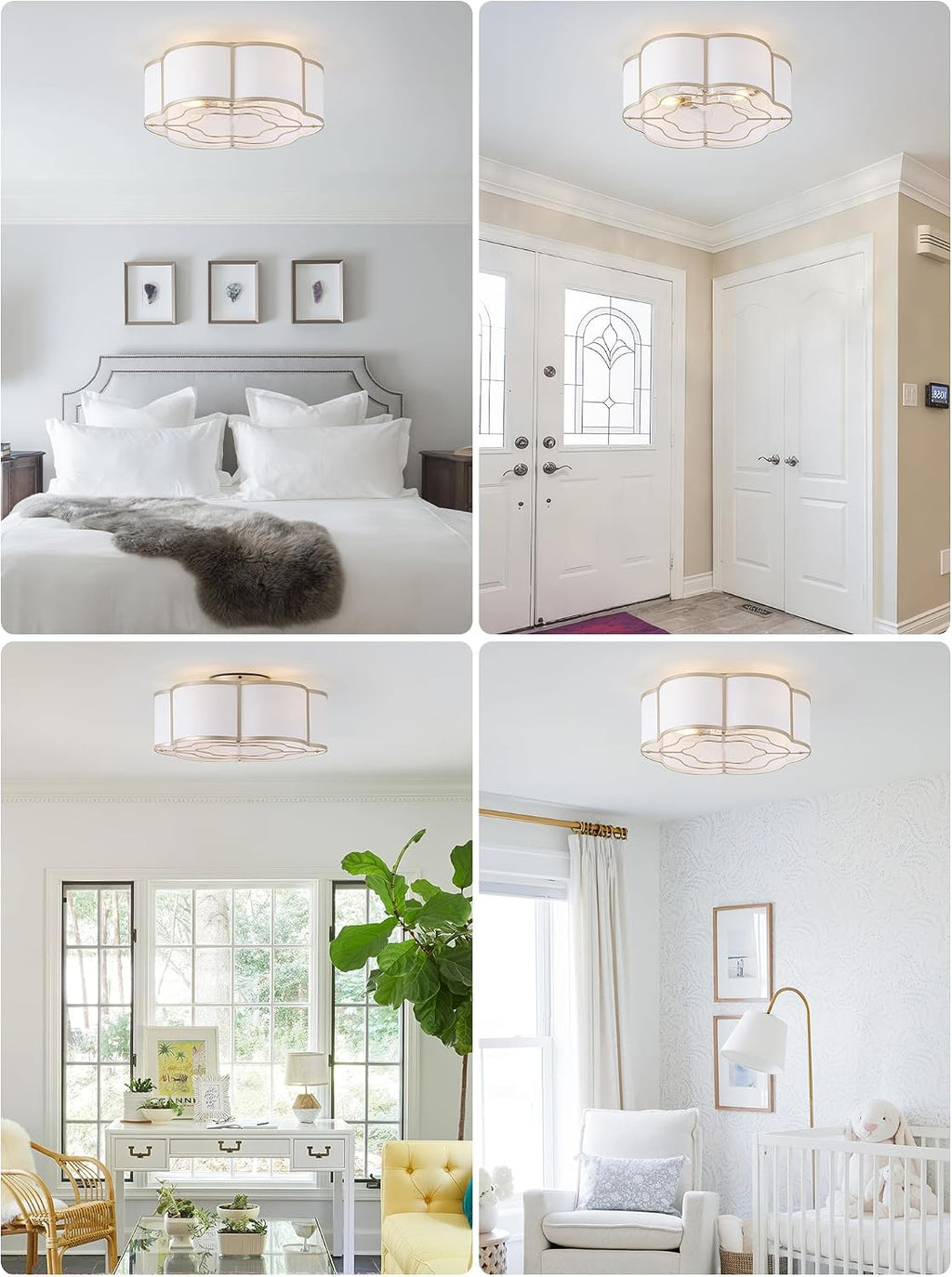 20' Boho Ceiling Fan with Lights Flush Mount, Gold Enclosed Ceiling Fans with Lights Remote Control, Caged with 6 Speeds for Bedroom, Living Room, Nursery
