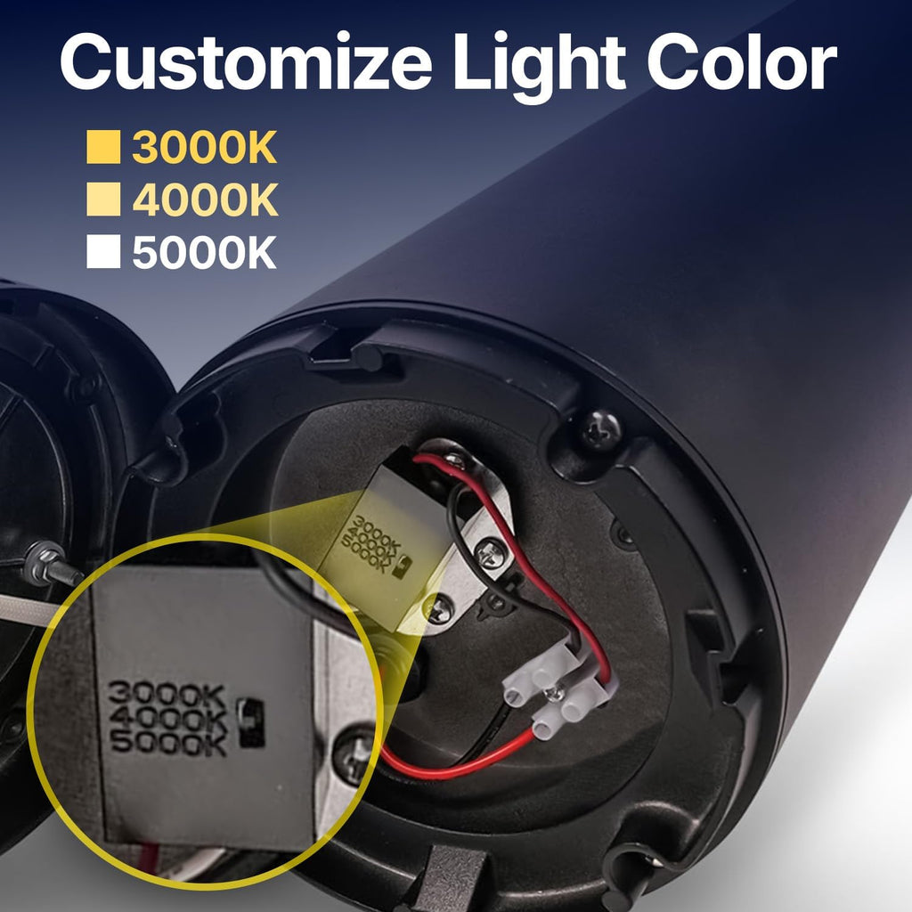 LED Bollard Landscape Lights 25' 10W 3CCT 3000K/4000K/5000K 120-277V Commercial/Residential Lighting Fixture for Garden, Pathway, Driveway. Rated IP65 Suitable for Wet Locations, ETL Listed (4 Pack)