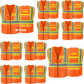 Safety Vest Custom Logo Class 2 Reflective High Visibility Vest With 5 Pockets ＆ Zipper