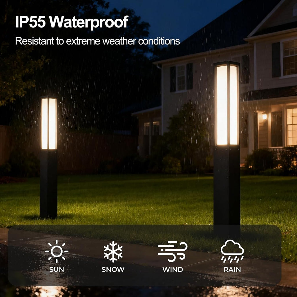 SkyGlow 71' Lamp Post Light, 120V Line Voltage Aluminum LED IP55 Waterproof Outdoor Modern Landscape Bollard Lights, Curb Appeal for Lawn Garden Pathway Path Patio Courtyard Driveway Decoration