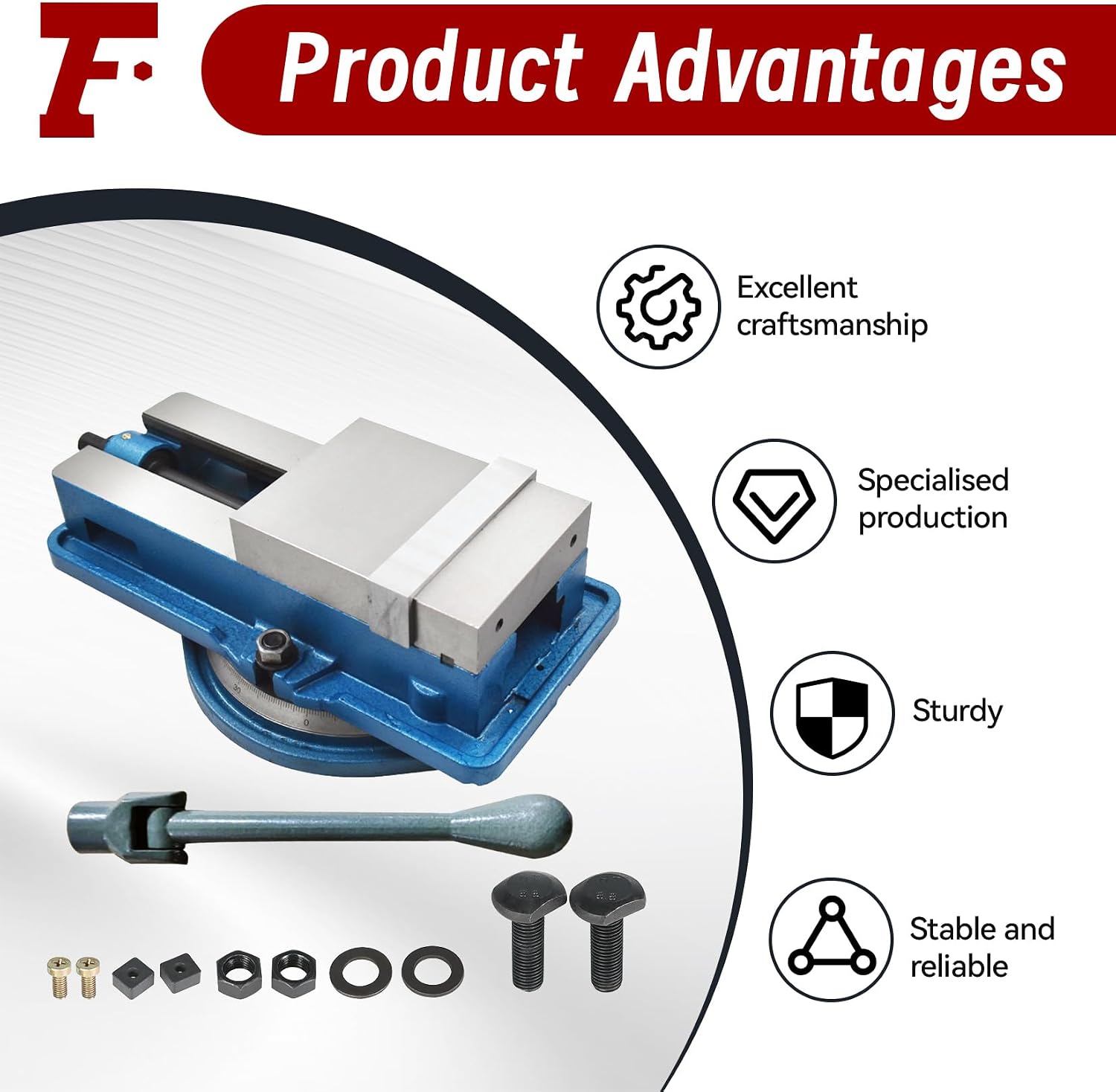 findmall 6 x 7-1/2' Accuracy Mill Vise Lengthen W/Swivel Base for Milling Shaping and Drilling Machines