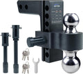 Adjustable Trailer Hitch Ball Mount Hitch, 6' Drop Lift Ball Hitch for 2 and 2.5 Inch Receiver, 12000 LBS Heavy Duty Aluminum Alloy Dual Towing Ball (2' x 2-5/16') with Anti-Theft Locking Pin Hitch