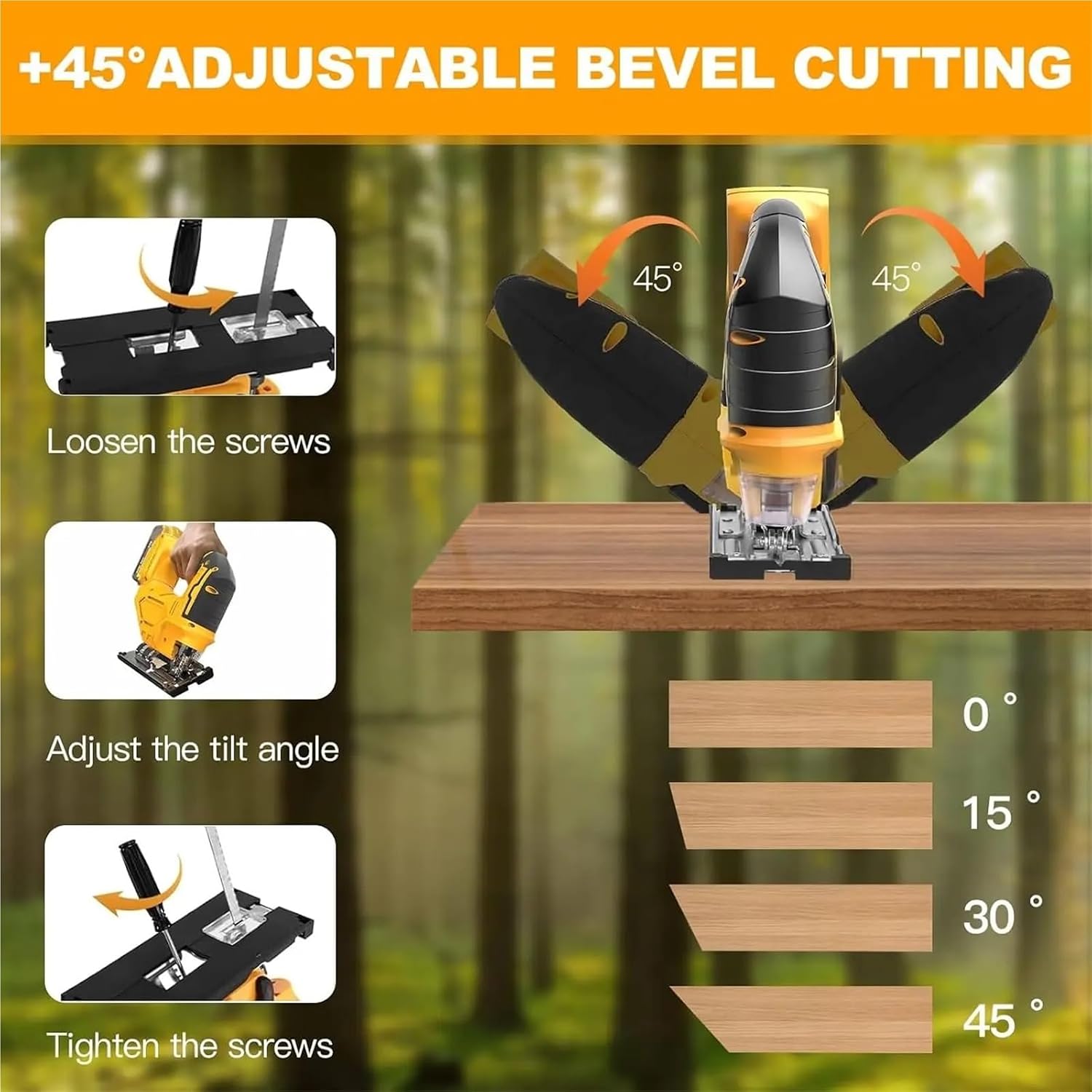 Reciprocating Saw, Brushless Electric Jigsaw 3 Gears Cordless Jig Saw Multifunction Wood Cutting Table Tools