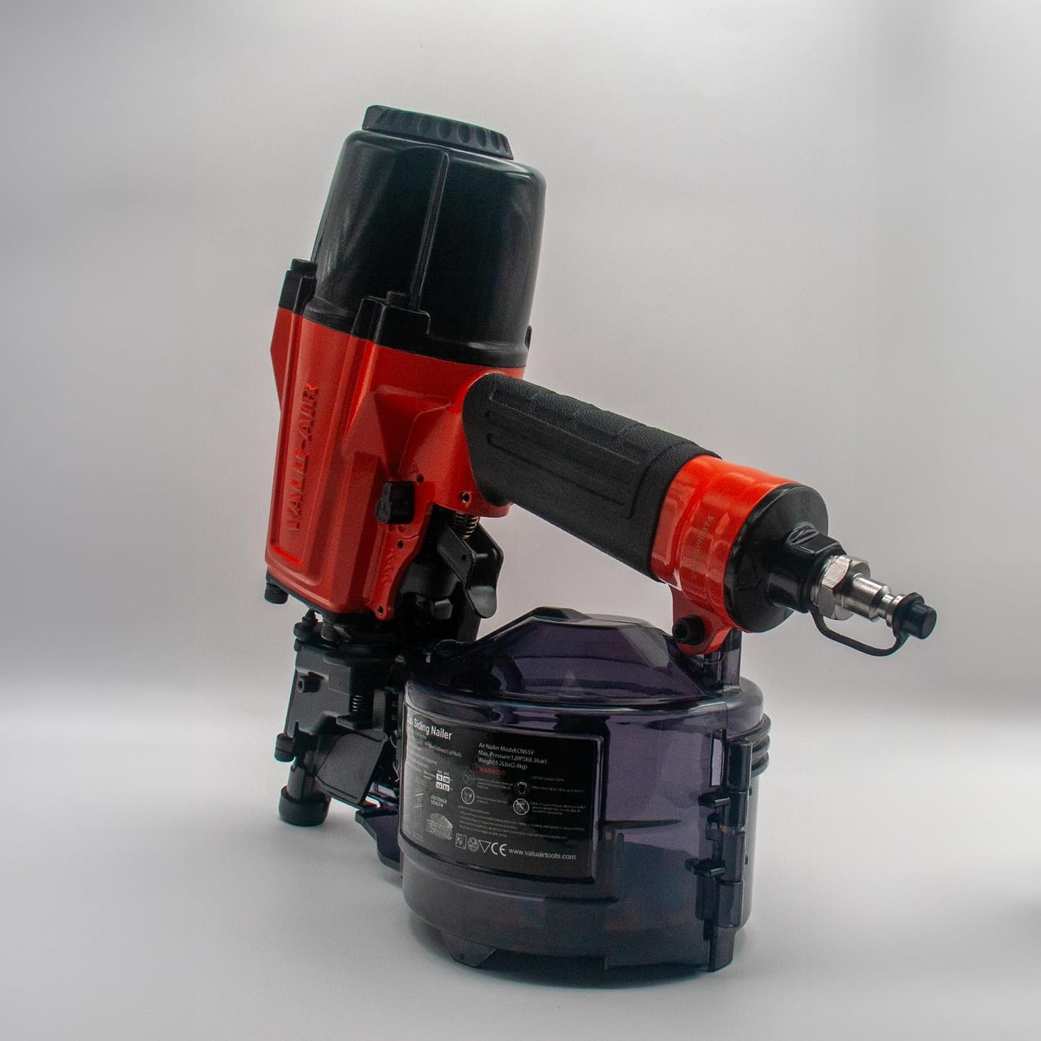 Valu-Air CN65V 15-Degree Pneumatic Coil Siding Fencing Nailer - 1-1/2-inch to 2-1/2-Inch for Siding, Fiber Cement, Fencing, Cedar Shake and Soffit Applications