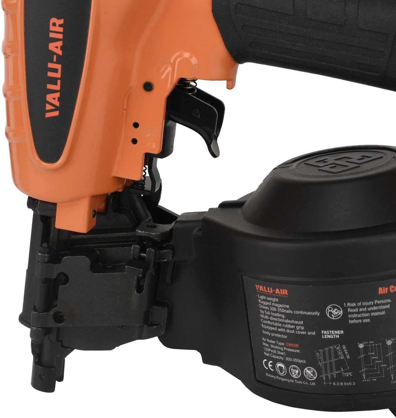 Valu-Air CN55R 15-Degree Pneumatic Coil Siding Fencing Nailer - 1-inch to 2-1/4-Inch for Siding, Fiber Cement, Fencing, Cedar Shake and Soffit Applications
