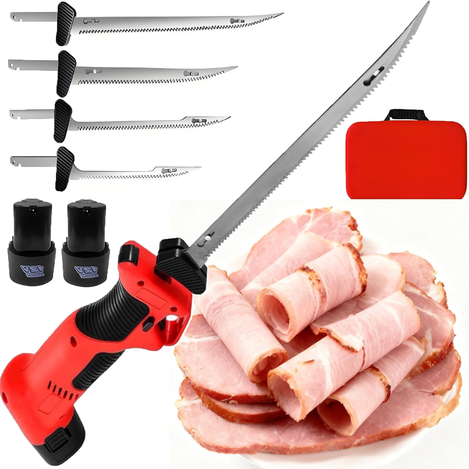 Home & Outdoor Electric Fillet Knife & Cordless Reciprocating Filet/Meat Saw With 4 Blades, Dual 2000Mah Batteries, Multi-Purpose Cutting For Fish Meat/Small Fish Bones
