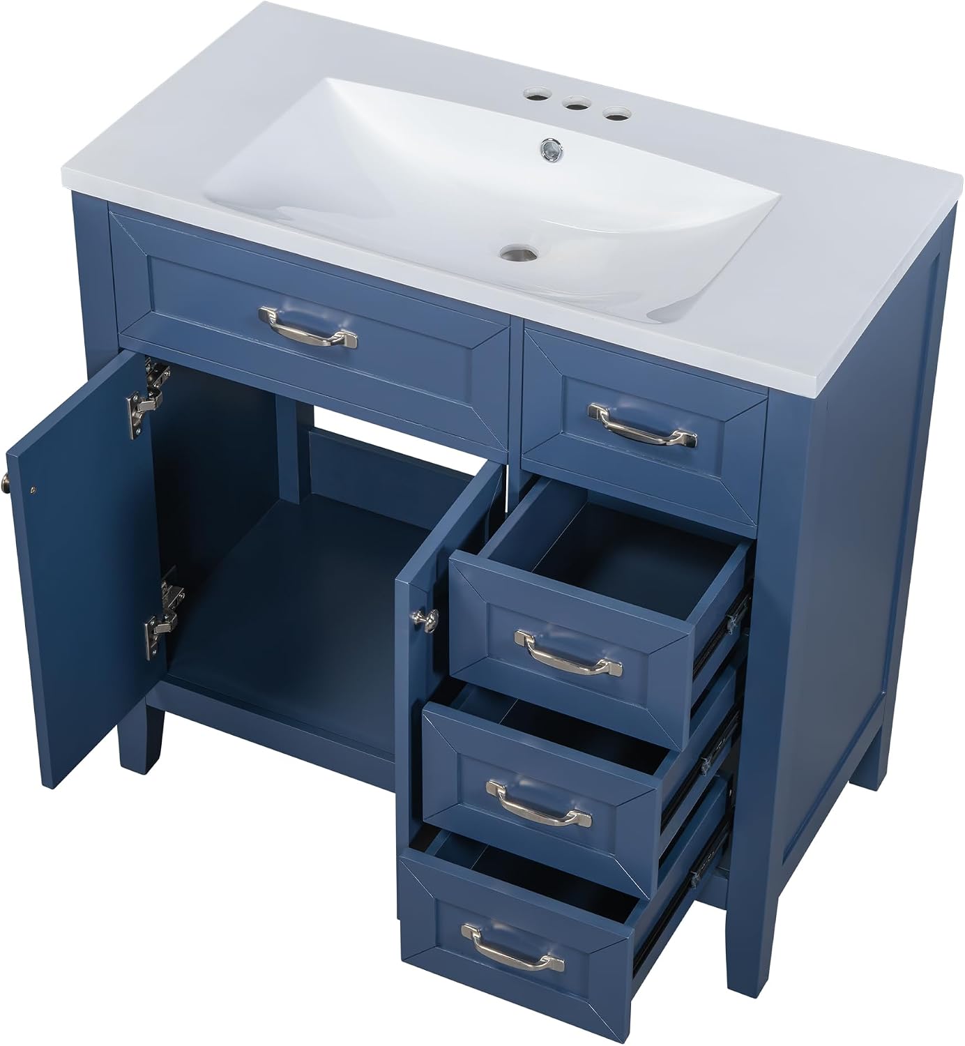 36'x18' Bathroom Vanity Sink Top Only, Center-Located Undermount Countertop, Fit for 4' Centerset Faucet (Not Included), White