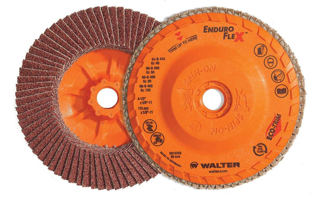 Walter Enduro-Flex™ Flap Disc, 4-1/2' X 7/8' Grit 40, Pack of 10 (15R454)