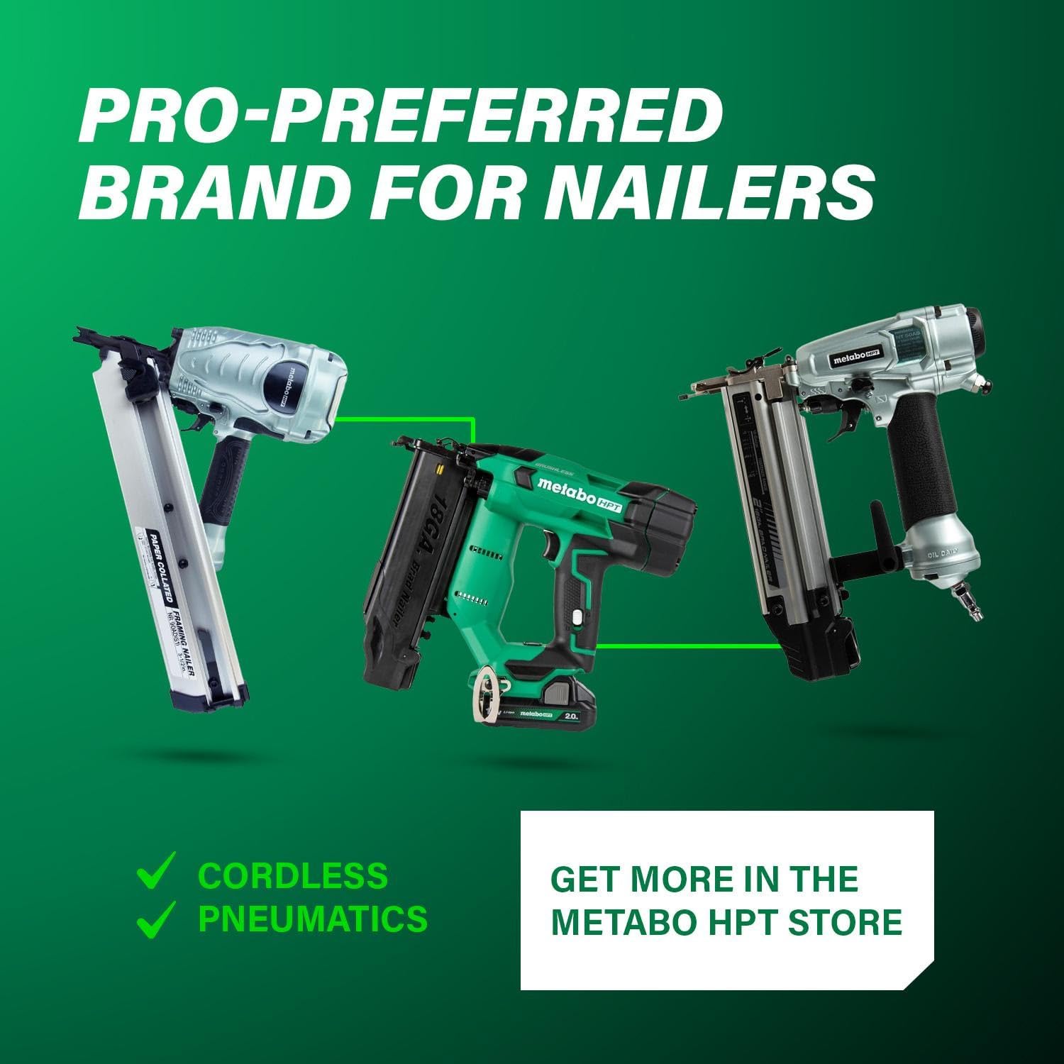 Metabo HPT Framing Nailer, Pro-Preferred Framing Tool for Flooring, Truss Build-Up, Roof Decking, and Housing Construction, Quick Switch Nailing, 3-1/2' 30° Paper Collated Nails, NR90ADS1