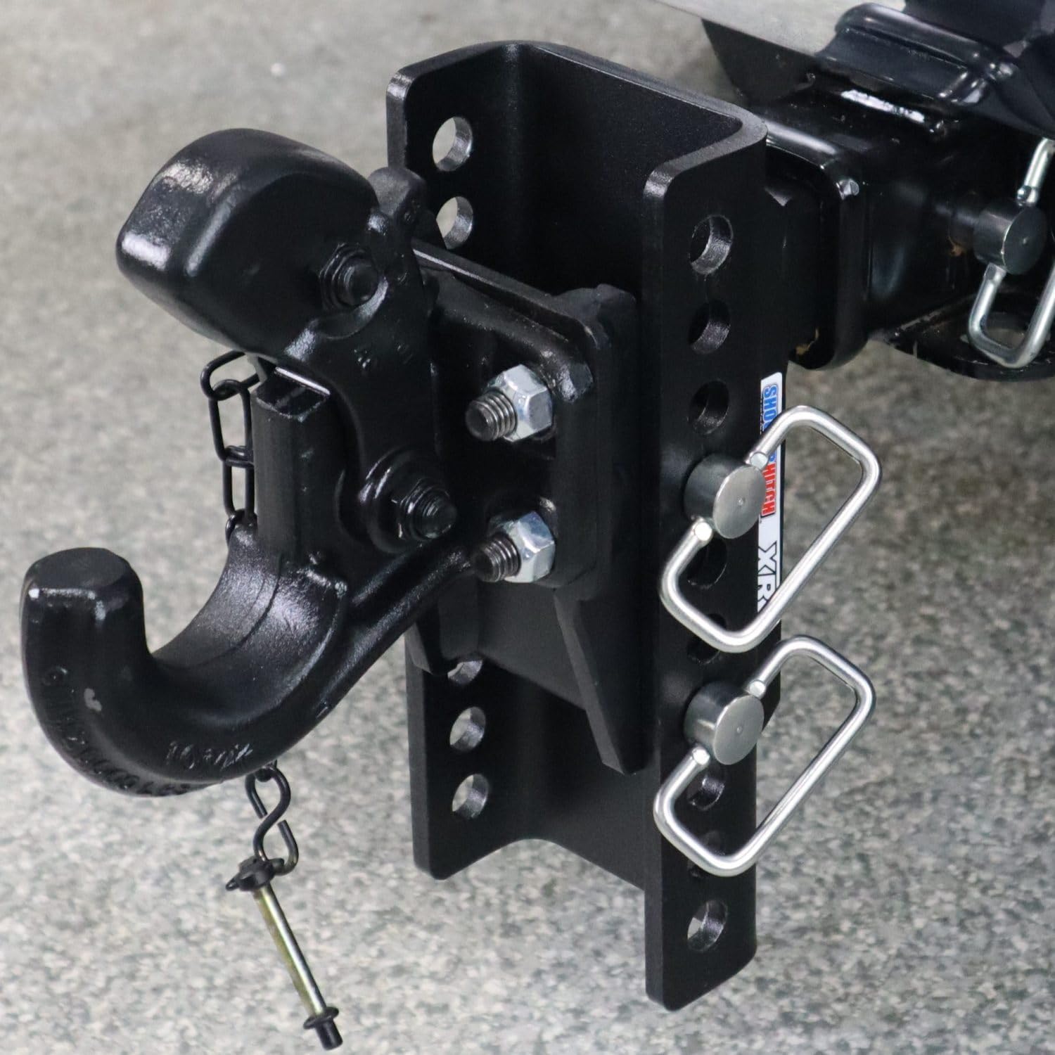 Shocker XR Adjustable Pintle Hook Hitch, Fits 2' Hitch 5.5' Rise/10.5' Drop