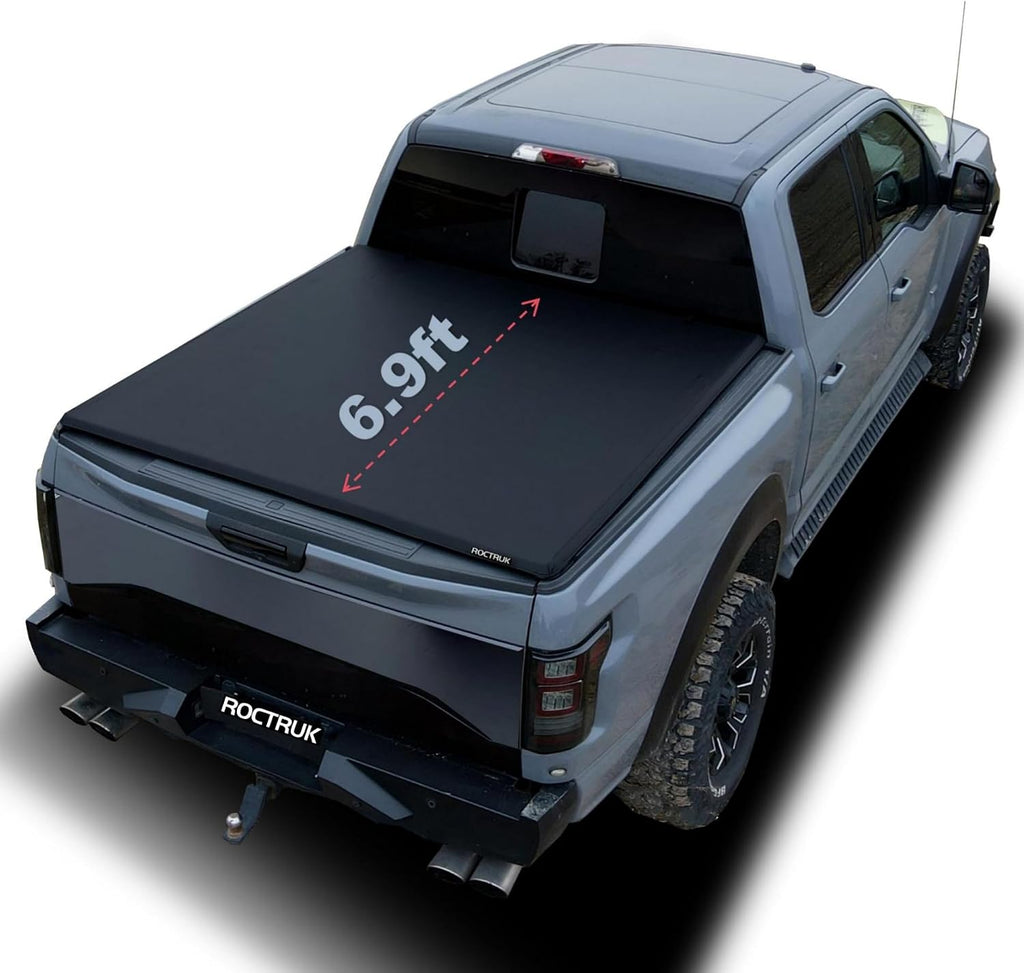 Soft Roll Up Vinyl Tonneau Cover Compatible for 2020-2026 Silverado Sierra 2500 HD 3500 HD 6'9' Short Truck Bed Cover