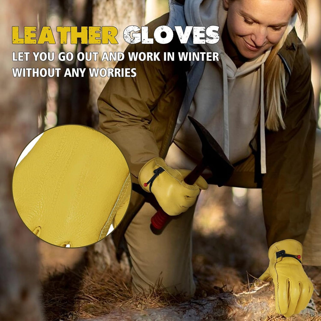 HANDLANDY HLDD Winter Work Gloves, Insulated Leather Work Glove with Abrasion Protection & Thinsulate Lining for Cold Weather