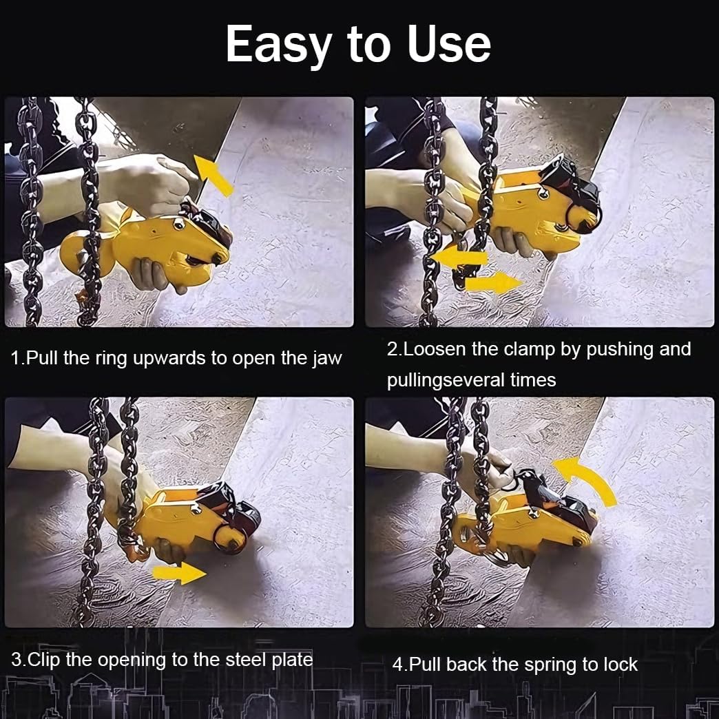 One-Piece Slab Lifting Clamp, Heavy Duty Lifting Clamp, Plate Clamp, Lumber Skidding Tongs, Logging Grabber, for Timber and Firewood Handling, Tractor and Skidder(Size:2T/4400LB)