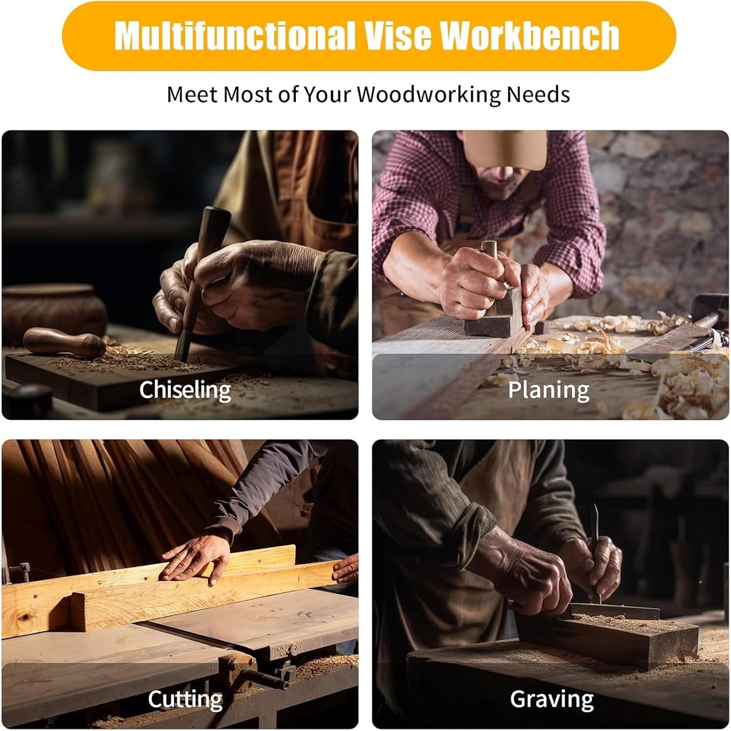 Portable Wood Vise Workbench Adjustable Work Table with 2 G-Clamps & 4 Limit Blocks for DIY Woodworking, Home Repairs, and Craft Projects