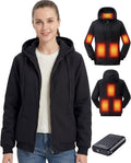 Heated Jackets for Women with 12V 18400mAh Battery, Graphene Canvas Womens Heated Jacket with Hooded for Outdoor Work