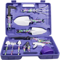 Garden Tools Set, 10 Pieces Gardening Tools, Garden Hand Tools with Purple Floral Print Ergonomic Handle & Carrying Case (Color : Blue)
