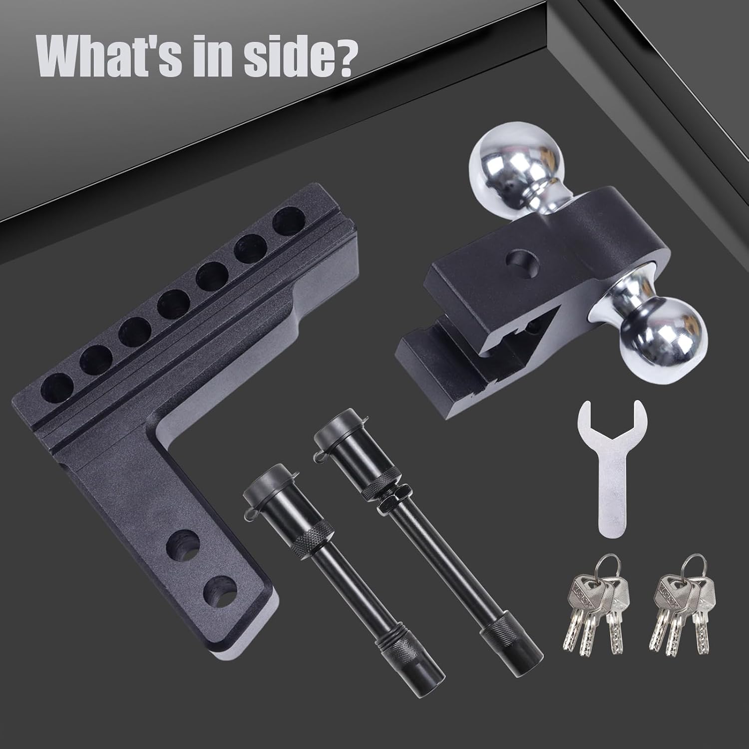 Adjustable Trailer Hitch Ball Mount Hitch, 6' Drop Lift Ball Hitch for 2 and 2.5 Inch Receiver, 12000 LBS Heavy Duty Aluminum Alloy Dual Towing Ball (2' x 2-5/16') with Anti-Theft Locking Pin Hitch