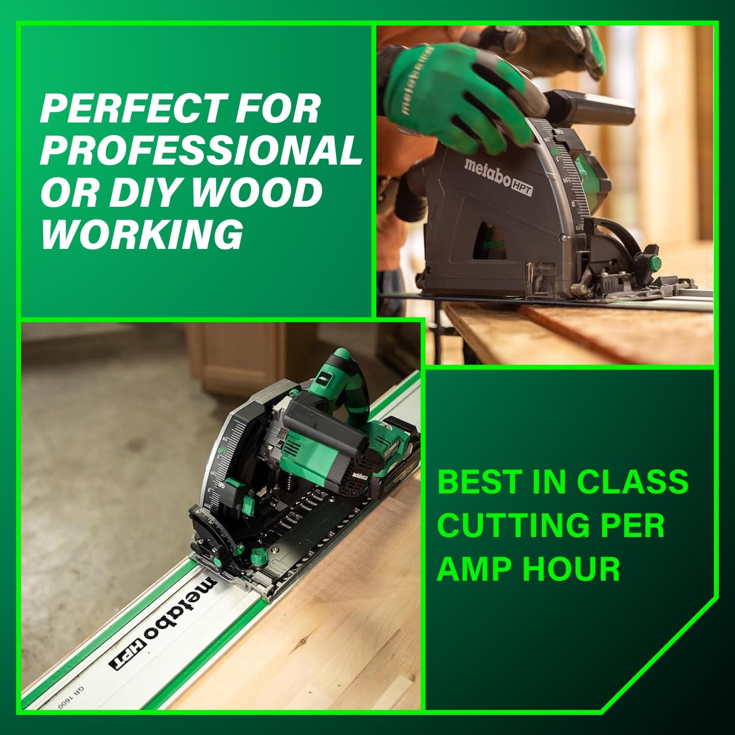 Metabo HPT 36V MultiVolt 6-1/2' Cordless Track Saw Kit, Adjustable Bevel -1 to 46°, Over 2-1/2' Cutting Depth, Lightweight Design, Includes 4.0Ah Metabo Battery and Rapid Charger, C3606DPA