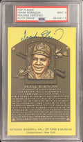 Frank Robinson Signed Plaque HOF Postcard Yellow Orioles PSA/DNA Auto 9 - MLB Cut Signatures