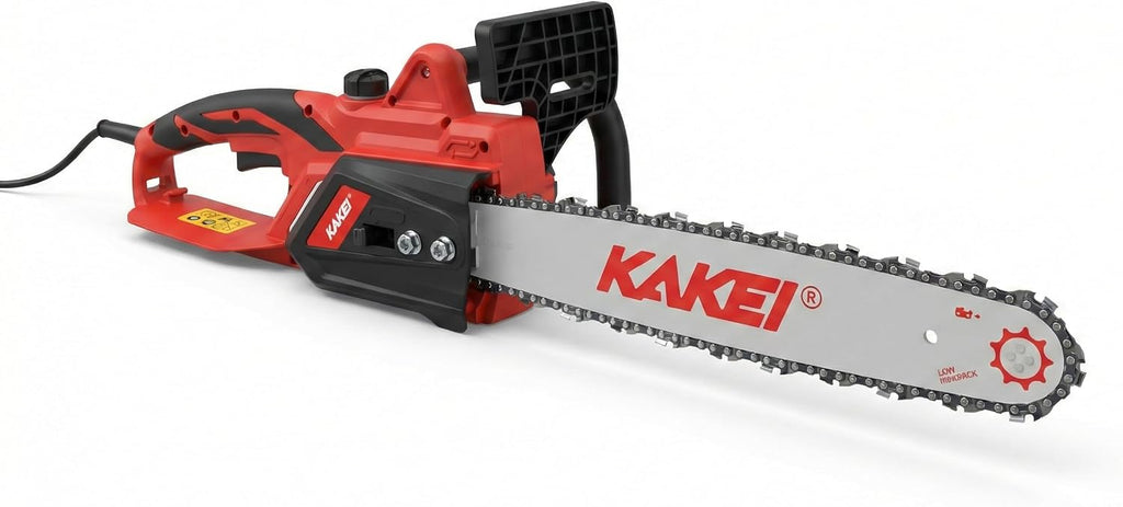 KAKEI 16-Inch 15-Amp Electric Chainsaw, 2200W Peak Power Corded Chain Saw with 3 German Steel Chains for Heavy Duty Wood Cutting