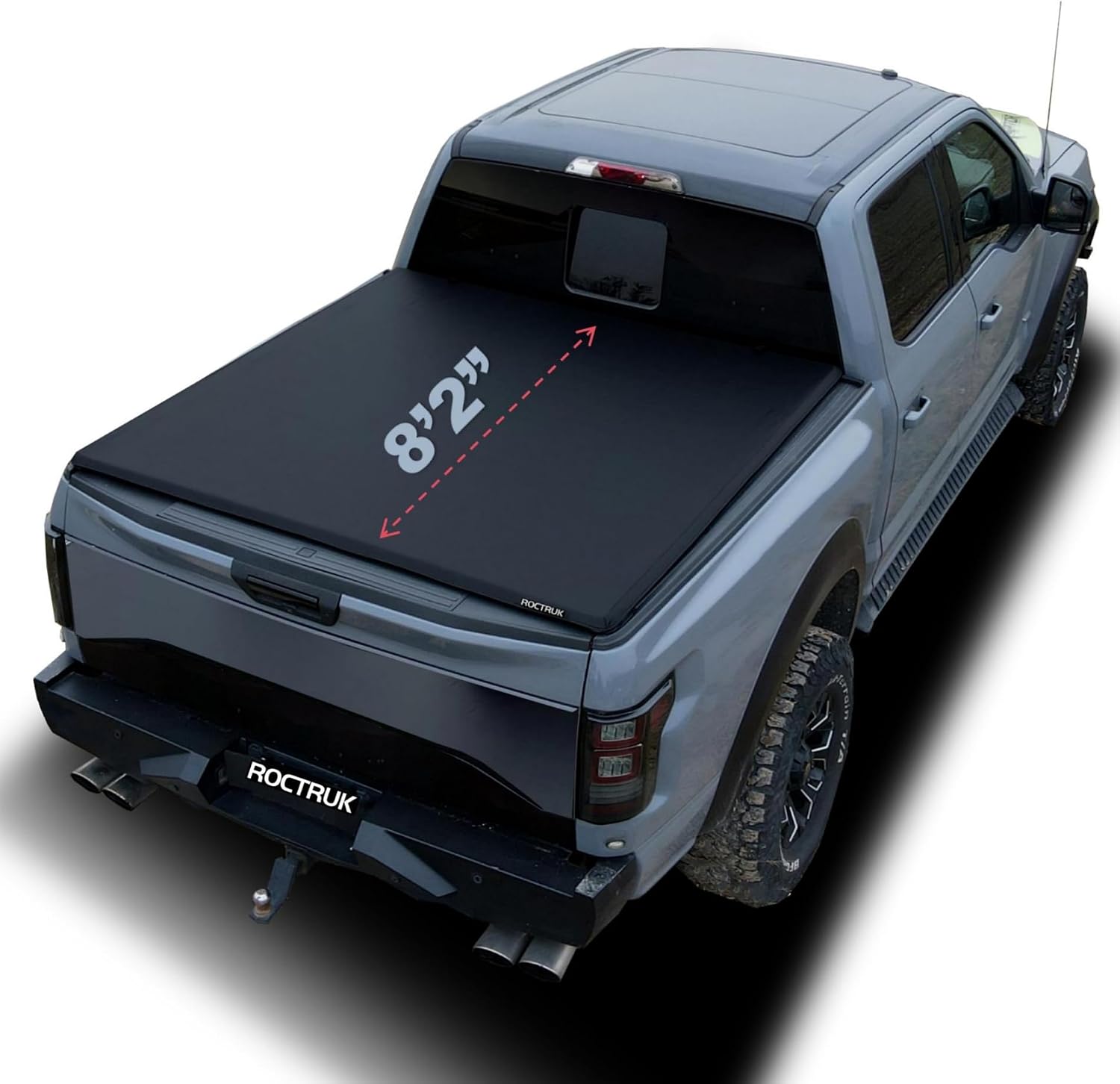 8'2' Soft Roll Up Tonneau Cover Compatible for 2015-2019 Chevy Silverado GMC Sierra 1500 2500 HD 3500 HD Vinyl Long Truck Bed Cover
