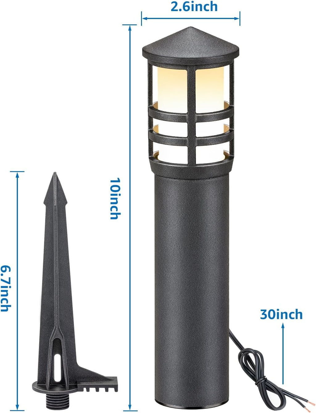 SUNVIE 8-Pack Low Voltage Pathway Lights 3W LED Landscape Pathway Lighting 3000K Warm White CRI 90+ Landscape Lights Wired 12-24V Aluminum Bollard Path Lights for Walkway Yard Garden, ETL Listed Cord