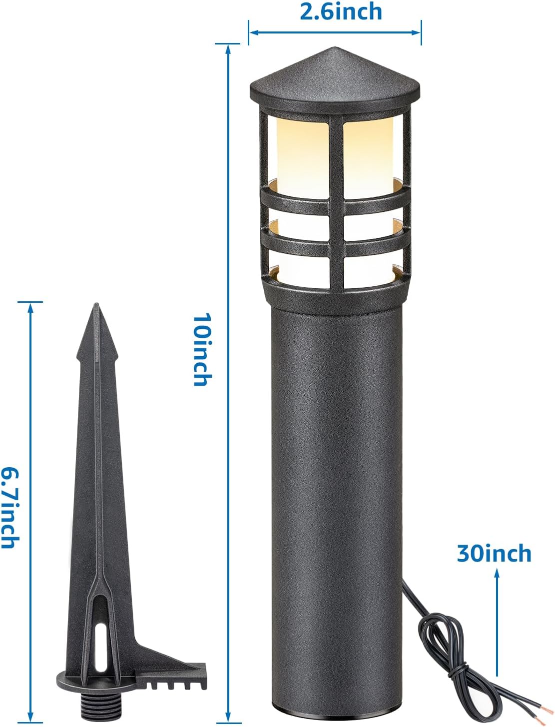 SUNVIE 8-Pack Low Voltage Pathway Lights 3W LED Landscape Pathway Lighting 3000K Warm White CRI 90+ Landscape Lights Wired 12-24V Aluminum Bollard Path Lights for Walkway Yard Garden, ETL Listed Cord