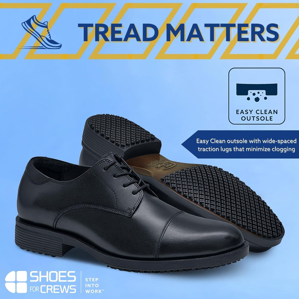 Shoes for Crews Men's Slip-Resistant Oxford - Dressy, Comfortable, Non-Slip Work Shoes for Men in Hospitality, Business Casual Settings, Healthcare - Senator
