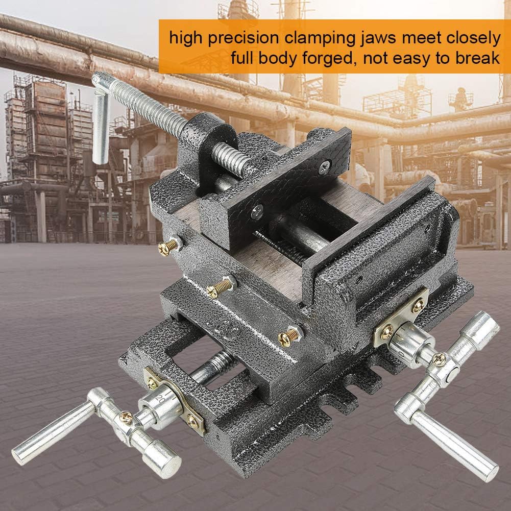 Heavy Duty Cross Slide Drill Press Vise 4 Inches Metal Milling Vice Holder Clamping Tool for Milling Machine Drill Press Machinery Maintenance Steel 90mm Jaw Opening