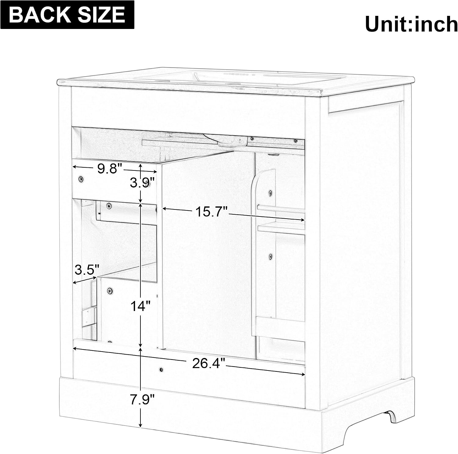30' Bathroom Vanity Cabinet with Ceramic Sink Top Set, Two Drawers with Slides, Soft Closing Doors, Freestanding, Solid Wood Frame & MDF Board, White