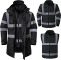 ANSI Class 3 High Visibility 7 in 1 Safety Winter Jacket For Men Safety Coat Traffic Reflective Parka Jacket
