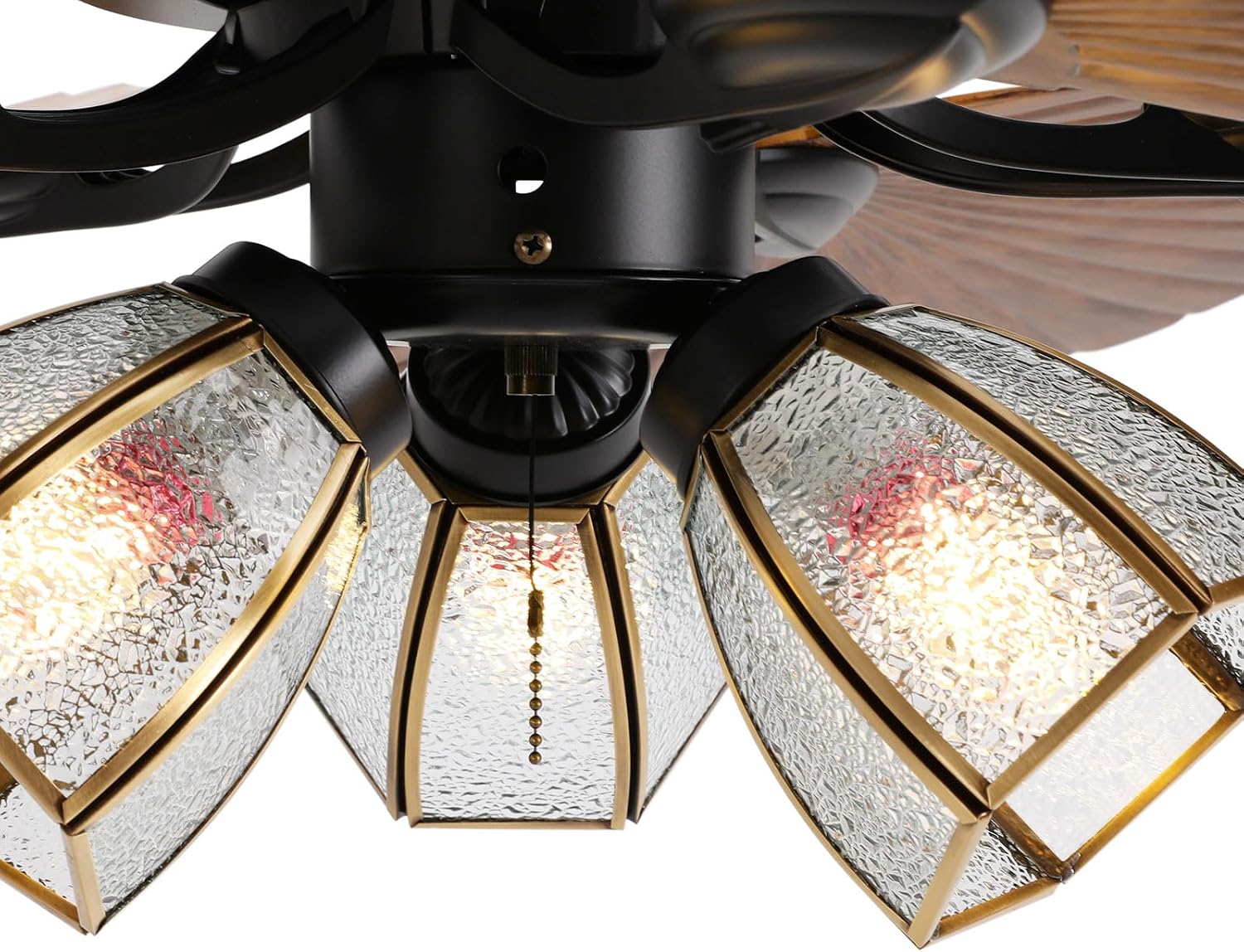 52 Inch Tropical Ceiling Fan, Palm Wooden Leaf Ceiling Fan with Remote & Lights, Timer Function & Adjustable Height Vintage Quit Fan Light for Living Room Kitchen Bedroom Patio Porche Covered Deck