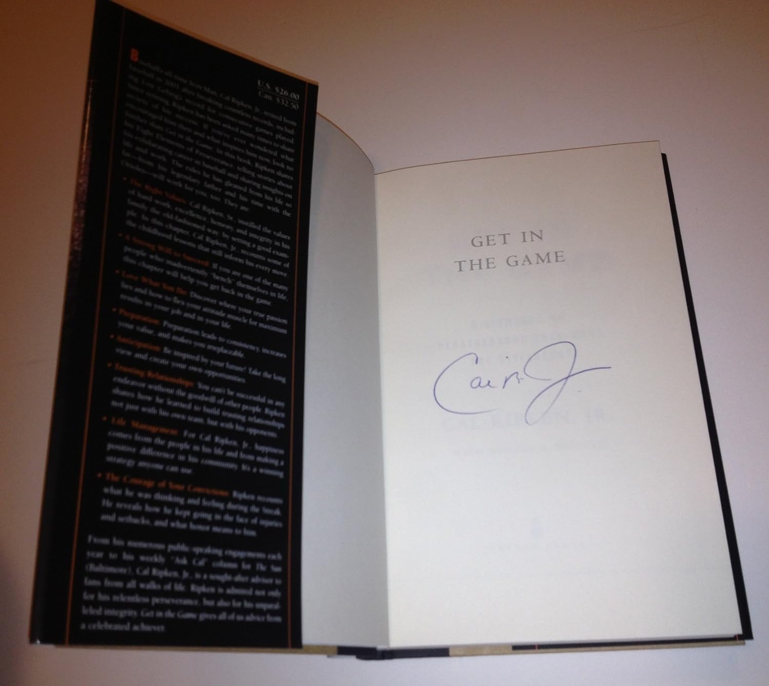 Cal Ripken Jr Signed Book Get in the Game Baltimore Orioles W/coa Hall of Famer