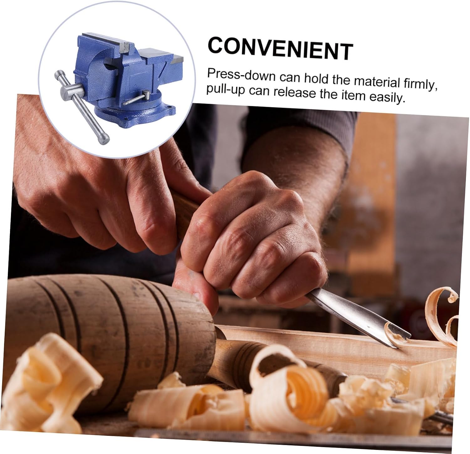 TEHAUX Heavy Duty All-Steel Bench Vise Clamp for Woodworking Metalworking and DIY Projects 4-Inch Swivel Base High Precision Jaw Opening