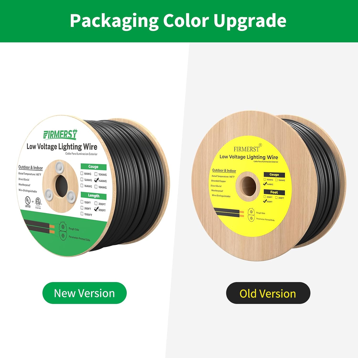 FIRMERST 14/2 Low Voltage Landscape Wire Outdoor Lighting Cable 500 Feet