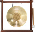 10'-12' Gongs on Woodsonic Stand - Includes Gong, Mallet, & Stand/Easy to Play Traditional Chinese Gong/Easy to Assemble Stylish Wood/Great for Small Spaces