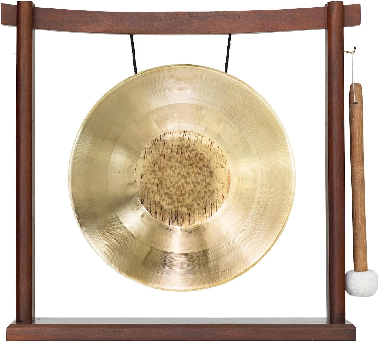 10'-12' Gongs on Woodsonic Stand - Includes Gong, Mallet, & Stand/Easy to Play Traditional Chinese Gong/Easy to Assemble Stylish Wood/Great for Small Spaces