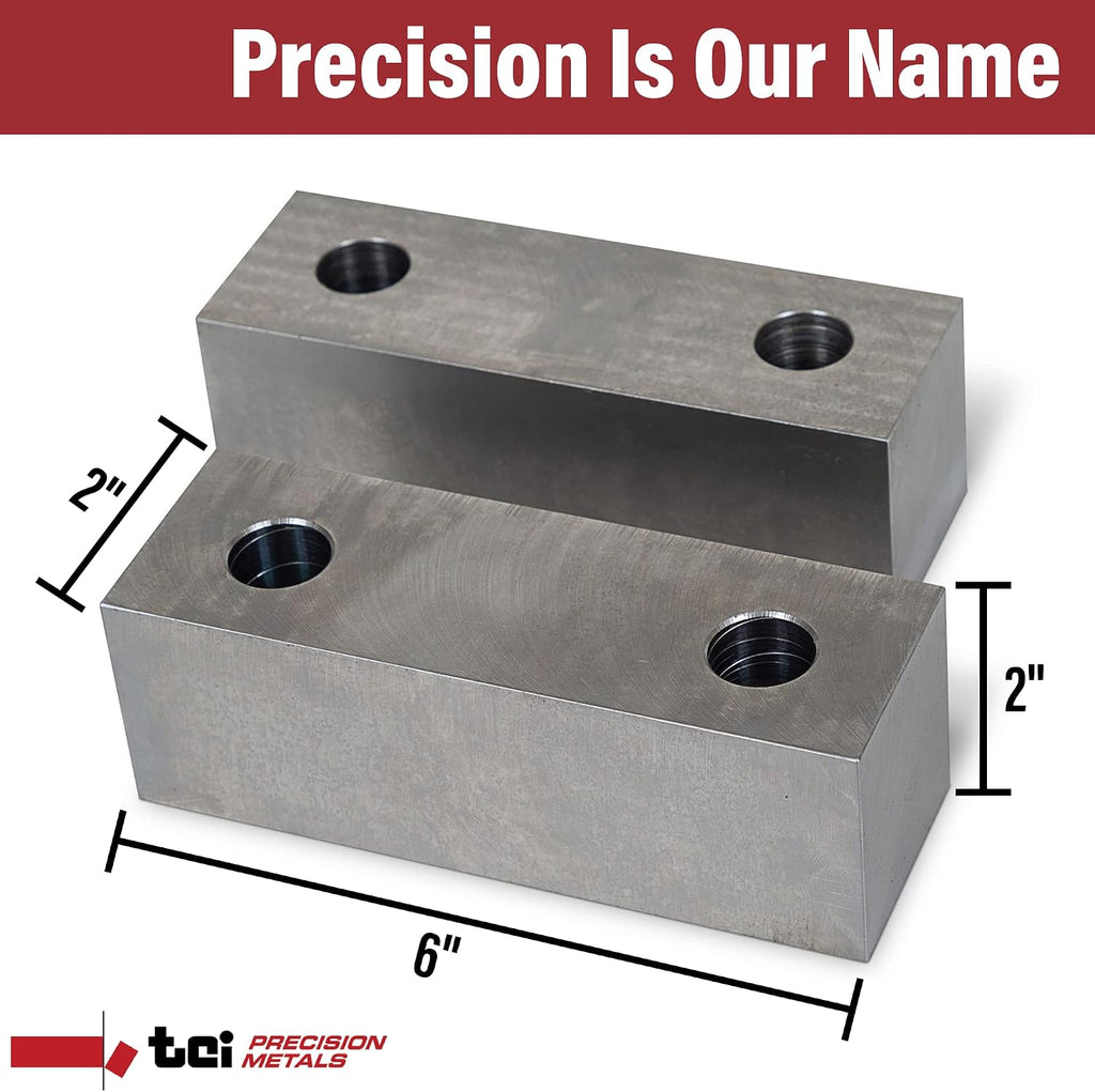 Machinable Metal Vise Jaws for Bench Vise 6 inch, 2'T x 2'W x 6'L, 1018 Carbon Steel, Set of 2