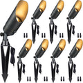 Gardenreet Brass Spot Light Low Voltage - Outdoor Landscape Spotlights, 12V Landscaping LED Uplights, Hard-Wired All Weather Bronze for Backyard Lawn with No Bulbs (8 Pack)