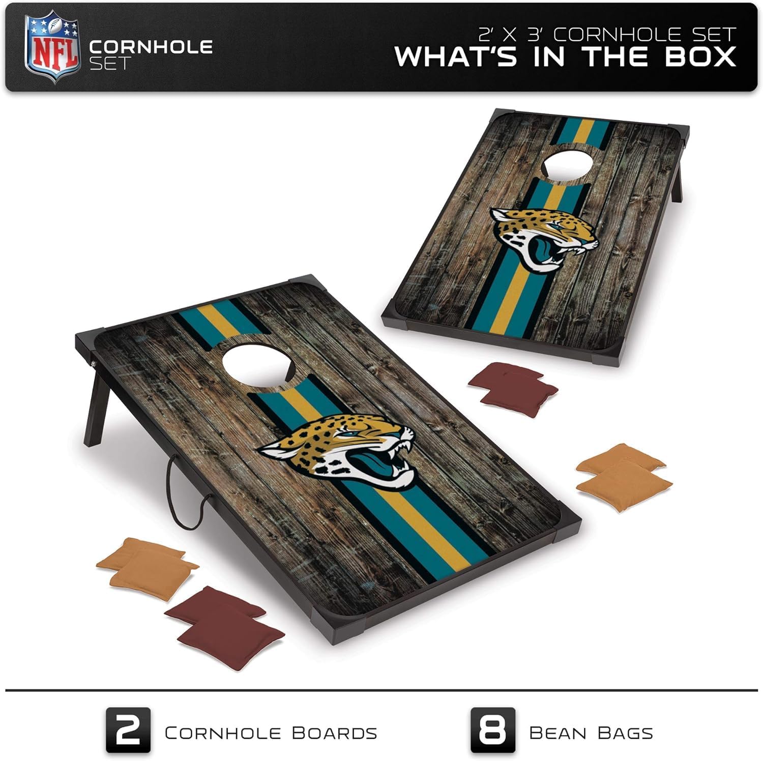 Wild Sports NFL 2' x 3' MDF Deluxe Cornhole Set - with Corners and Aprons