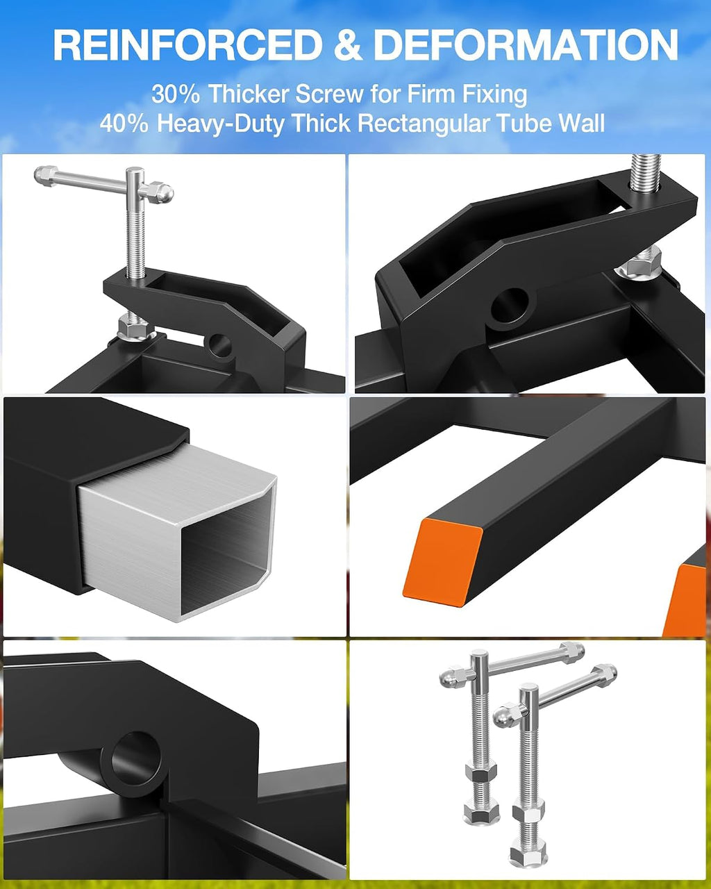Garvee Clamp on Debris Forks to 48 in Bucket, Heavy Duty 5 Fork Tines Clamp-on Pallet Attachments with 2500 LBS Capacity Fit for Tractor Bucket, Loader, Skid Steer